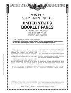 2022 Minkus U.S. Booklet Panes Supplement #MUBK22