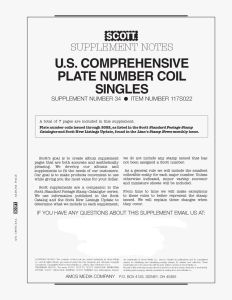 2022 Scott U.S. Comprehensive Plate Number Coil Singles Stamp Supplement #34 - 117S022