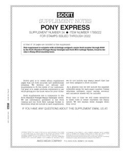 2022 Scott Pony Express Stamp Supplement #34 - 178S022