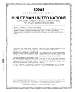 2022 Scott Minuteman United Nations Stamp Supplement #32 - 181S022