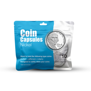 Pack of 10pcs Whitman Coin Capsules with Ring 21.2mm for Nickels
