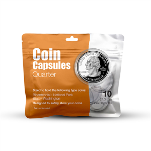 Pack of 10pcs Whitman Coin Capsules with Ring 24.3mm for Quarters