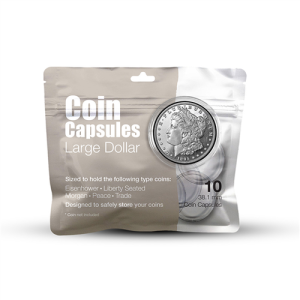 Pack of 10pcs Whitman Coin Capsules with Ring 38.1mm for Large Dollars