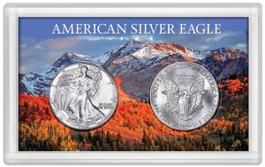 Harris 3x5 Frosty Edge American Silver Eagle 2 Hole Holder Snow-capped Mountains