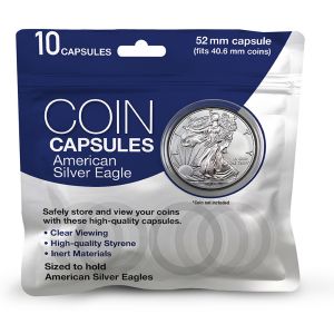 Pack of 10pcs Whitman Coin Capsules with Ring 40.6mm for American Silver Eagles