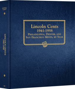 Whitman Classic Coin Album Lincoln Cents 1941 - 1958 (P, D & S Mints) #5486 - 2 pages 