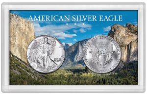 Harris 3x5 Frosty Edge American Silver Eagle 2 Hole Holder Mountain Forest