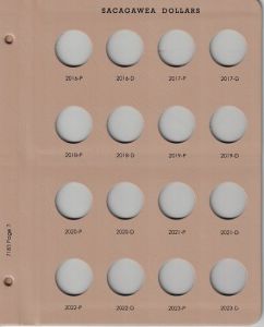 Dansco Update Page 7183-3 for Sacagawea Dollars Dated 2016 P - 2023 D