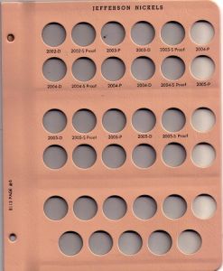 Dansco Update Page 8113-6 for Jefferson Nickels with Proofs Dated 2002 D - 2005 S