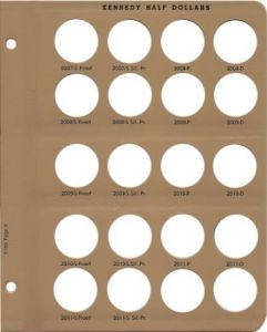 Dansco Update Page 8166-8 for Kennedy Half Dollars with Proofs dated 2007 S Proof - 2011 S Silver Proof