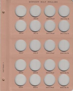 Dansco Update Page 8167-3 for Kennedy Half Dollars with Proofs dated 2022 P-2026 S Silver Proof