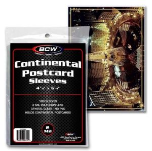 pack of 100 BCW Continental Postcard Polypropylene Sleeves 1-CPCSLV