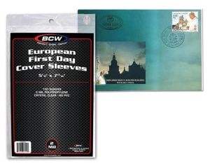 pack of 100 BCW Euro First Day Cover Polypropylene Sleeves 1-EFDCSLV