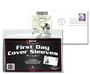 pack of 100 BCW First Day Cover Polypropylene Sleeves 1-FDCSLV