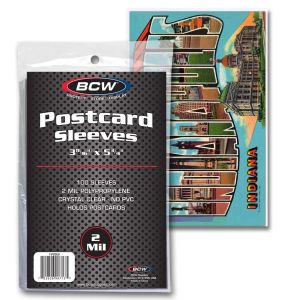 pack of 100 BCW Postcard Polypropylene Sleeves 1-PCSLV