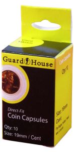 pack of 10 pcs. Cent 19mm Direct-Fit Guardhouse Coin Capsules #781622