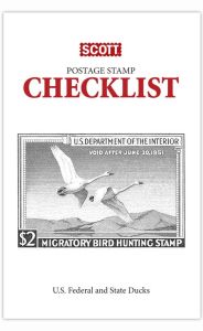 Scott Postage Stamp Checklist US Federal and State Ducks #115CK1
