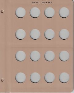 Dansco Coin Album Blank Page - imprinted "Small Dollars"