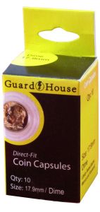 pack of 10 pcs. Dime 17.9mm Direct-Fit Guardhouse Coin Capsules #781621