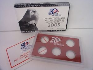 EMPTY BOX for 2005 United States State Quarter Silver Proof Set
