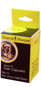 pack of 10 pcs. Half Dollar 30.6mm Direct-Fit Guardhouse Coin Capsules #781626