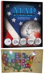 Statehood Quarters Collector's Map Including DC and US Territories