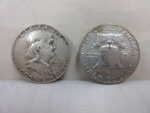 Lot of $5.00 Face Value (10 Coins) Pre 1964 Franklin Silver Half Dollars Mixed Dates