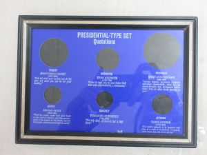 Presidential Type Set with Quotations 5x7 Frame Holds 6 Coins