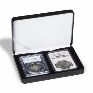 Lighthouse Nobile Black Leatherette Style Display Box for 2 Slabs (Certified Coins) #349312