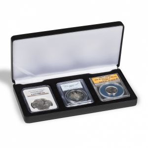 Lighthouse Nobile Black Leatherette Style Display Box for 3 Slabs (Certified Coins) #349313