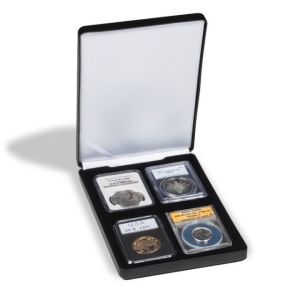 Lighthouse Nobile Black Leatherette Style Display Box for 4 Slabs (Certified Coins) #349314
