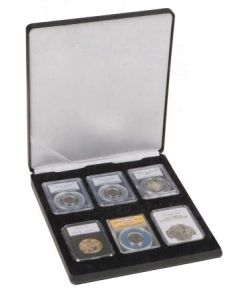 Lighthouse Nobile Black Leatherette Style Display Box For 6 Slabs (Certified Coins) #366075