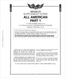 2018 Minkus All American Part 1 Stamp Supplement (Regular & Commemorative Postage) #MAA118