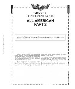 2017 Minkus All American Part 2 Stamp Supplement (Postal Stationary) #MAA217