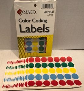 pack of 1000 3/4" Diameter Assorted Colors Labels