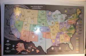 Harris 1999-2009 United State Quarters Coin Map including 2009 U.S. Territories, Commonwealths and Districts