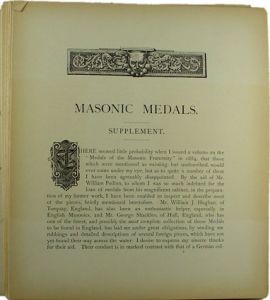 Masonic Medals supplement by W.T.R. Marvin