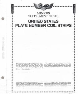 2009 Minkus U. S. Plate Number Coil Strips Supplement #MPNC09 