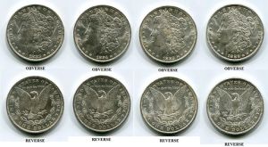 Lot of 4 Uncirculated 1883 O 1884 O 1885 O & 1886 Morgan Dollars MS60/MS63