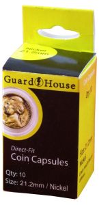 pack of 10 pcs. Nickel 21.2mm Direct-Fit Guardhouse Coin Capsules #781623