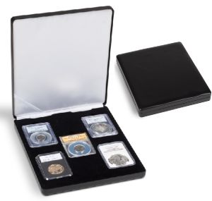 Lighthouse Nobile Black Leatherette Style Display Box for 5 Slabs (Certified Coins) #349315