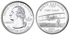 North Carolina State Quarter 2001 Philadelphia Mint
