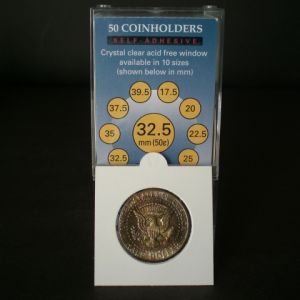 Pack of 50 Supersafe 2x2 Self Seal Coin Holders 32.5mm Half Dollars