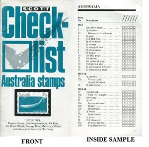 Scott Checklist Australia Stamps