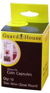 pack of 10 pcs. Silver Round 39mm Direct-Fit Guardhouse Coin Capsules #781628