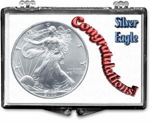Gallery 2x3 Holder for American Silver Eagle - Congratulations