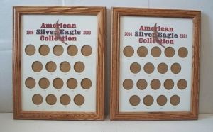Oak Display Large Frame - American Silver Eagle 1986 to 2021