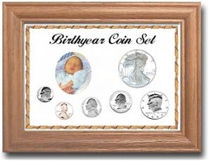 Oak Display Frame - Birth Year Coin Set (Cent Thru Half Dollar & Silver Eagle)