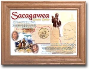 Oak Display Frame - Sacagawea Dollar (1 Hole)
