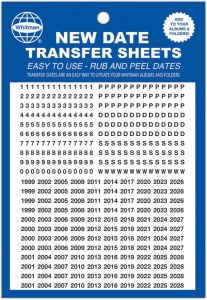 Transfer Type / Date Transfer Sheets Black 1999 - 2028